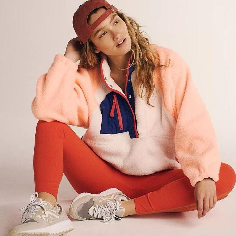NWOT FP Movement Free People Hit the Slopes Colorblock Fleece Pullover Quarter